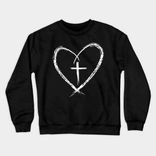 Stylish Cross In Heart Christian Jesus Religious Faith Crewneck Sweatshirt